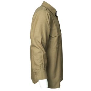 Chemise homme vert olive, manches longues, boutonnée, en coton tissé, formelle, durable, tissu kaki, chemises de costume. - Product Image 2