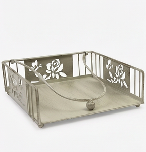 Elegante Porta Servilletas Metálico con Acabado Plateado, Perfecto para Restaurantes, Resorts y Decoración de Mesas y Encimeras de Oficina - Product Image 1