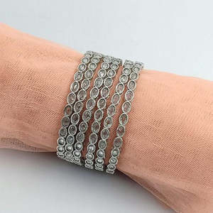 Silver Plated <b>Fine</b> <b>Jewelry</b> <b>Set</b> with Crystal Stone Bangles 11151748WH_2.4 - Product Image 1