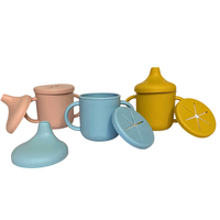 Gobelet d'apprentissage pour bébé avec couvercle, lot de 2 couvercles en silicone pour les enfants de 1 à 2 ans, fabriqué au Vietnam