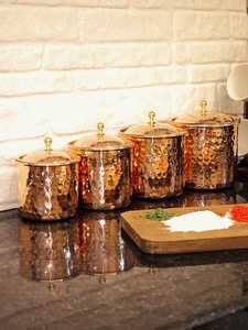 Hammered Copper Vintage Design Handcrafted Eco-Friendly Pantry Canister <b>Storage</b> <b>Jar</b> <b>Kitchen</b> Organizer Tea Coffee Container Food - Product Image 5
