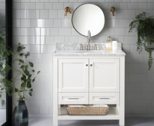 Luxury Modern 36" Solid Wood Plywood Floor Mounted Bathroom <b>Vanity</b> Combo Marble Basin Durable Construction Soft Closing <b>Drawers</b> - Product Image 5