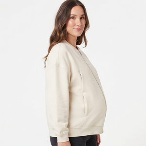 100% Cotton Fleece <b>Maternity</b> Nursing <b>Jackets</b> Women Breastfeeding Hospital <b>Jacket</b> Ladies OEM Zipper <b>Maternity</b> Bomber Coat Women's - Product Image 1