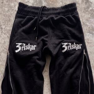 Pantalon de survêtement noir pour homme, taille élastique, cordon de serrage, fermeture éclair latérale, décontracté, en coton, style automne, vente en gros - Product Image 2