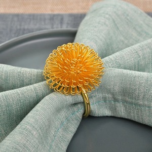 Golden Flower Napkin Ring Brass 4.5Cm Modern Table Decoration Wedding Accessory - Product Image 1