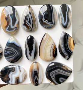 Wholesale Natural Black White Agate Oval Cut Gemstone Polished For Jewelry Making Banded Agate Sulemani Hakik MAHNAJ GEMS - Product Image 4
