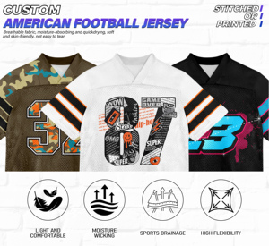 Whosale Custom Oversize Football Street Vintage Retro Fashion <b>T</b>-shirt Men Mesh Boxy American Football Jersey - Product Image 3