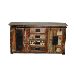 Reclaimed Recycled Old Wood Indian Antique Storage Home Dining Kitchen Farmhouse Workshop Villa Living Room Wood Sideboard