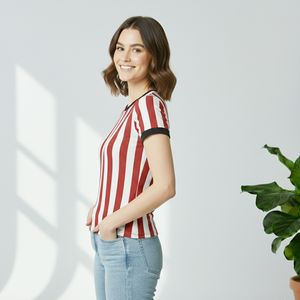 Camisetas de Mujer de Manga Corta con Cuello Redondo en Colores Blanco y Rojo, 100 Gramos, Camiseta Casual Ecológica al por Mayor - Product Image 4