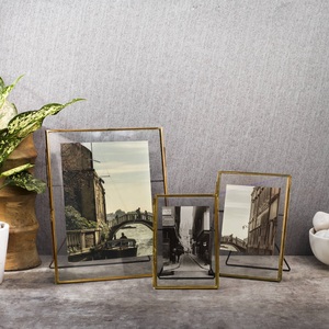 Brass Rectangular Glass Frame With Vintage <b>Book</b> Page <b>Display</b> Handmade Tabletop Photo Frame Vertical Orientation - Product Image 5