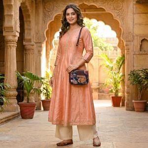 Navy Floral Print Mini Crossbody <b>Bag</b> with Flap <b>Gold</b> Chain Strap Vintage Modern Soft Women Shoulder Purse Export Ready - Product Image 2