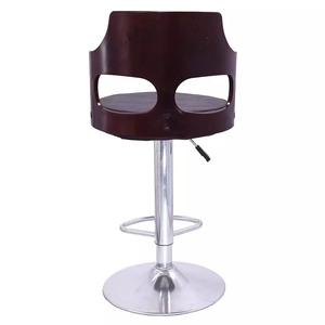DPI Brown PU Leather <b>Bar</b> <b>Stool</b> with Glossy Finish <b>Adjustable</b> Height Metal Base-Modern Contemporary Kitchen Counter Height Chair - Product Image 6