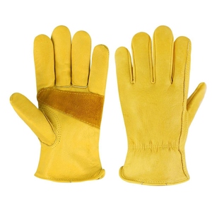Reinforced Cowhide Grain Leather Driving <b>Gloves</b> Industrial Safety Hand Protection Heat Resistant Durable Gardening <b>Gloves</b> - Product Image 1
