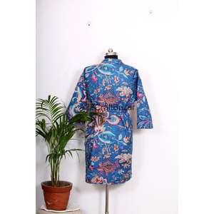 Chaqueta Kantha de Lujo Hecha a Mano con Estampado Floral, Kimono Japonés, Pantalones Cortos Bohemios, 100% Algodón, Multicolor, Estilo Casual para la Playa - Product Image 4