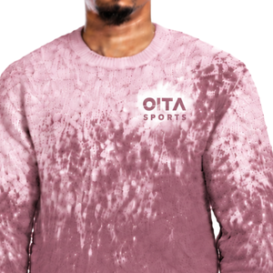 Pull tricoté dégradé mauve poussiéreux et blanc pour homme, col rond, manches longues, personnalisé, style streetwear décontracté, mode hiver - Product Image 3