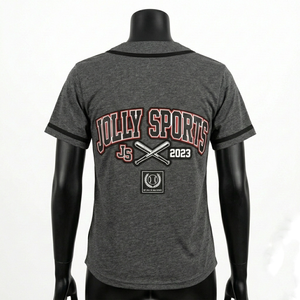 Maillot de baseball pour femme en mélange de polyester respirant, gris avec bordure noire, logo personnalisé en sergé thermocollé, maillot de baseball en coton pour femme - Product Image 4