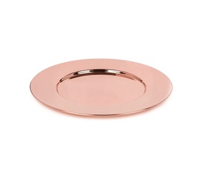Round Copper Charger <b>Plate</b> Polished Metal Modern Design Durable Dinnerware Solid Color Party Use Hammered Metal Charger <b>Plate</b> - Product Image 1