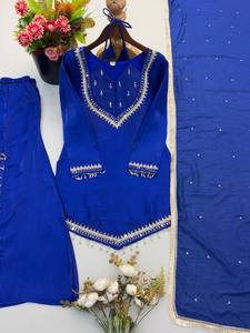 Presenting New Ready Wear Women's Roman Glass Real <b>Mirror</b> Work Party Style All Seasons Reversible Stretchable Plazzo Dupatta Top - Product Image 5