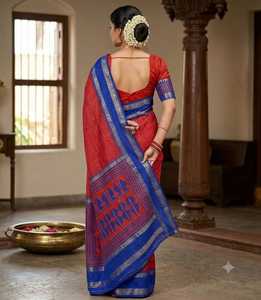 Dola Silk <b>Gap</b> Bentex Border With Chex Weaving & Printed Pallu - Product Image 3