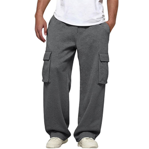 Pantalon de jogging ample de haute qualité, taille élastique, couleur gris, pour le jogging, la course, le style décontracté, le streetwear, pantalon cargo - Product Image 1