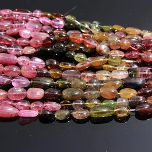 Perles de tourmaline multicolores 6*8mm de haute qualité pierre précieuse naturelle de forme ovale lisse pour la fabrication de bijoux pierres précieuses en vrac - Product Image 4
