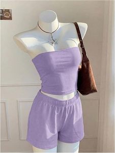 Ensemble assorti pour femmes, haut sans manches à motif uni décontracté, jupe courte au-dessus du genou, tissu tricoté respirant en polyester/coton - Product Image 1