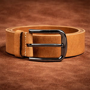 Men's Genuine Leather Belt With Steel Pin Buckle Solid Color Casual Style Durable Design - Product Image 6