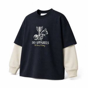 เสื้อยืดโอเวอร์ไซส์แขนสั้นผู้ชาย พิมพ์ลายสกรีน คอกลม ผ้าคอตตอนเจอร์ซีย์ 320 กรัม แต่งขอบตัดกัน สไตล์สตรีท พร้อมโลโก้แบบกำหนดเอง รุ่นวันเท็น - Product Image 3