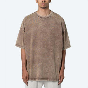 T-shirt pour homme en coton doux, délavé à l'acide, style vintage, coupe décontractée, style streetwear, pour tous les jours, look rétro - Product Image 5