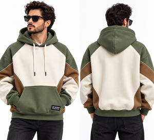 Sudadera con Capucha Personalizada en Verde y Marrón, Estilo Urbano, Unisex, Informal, de Moda, Suministro de Fábrica OEM - Product Image 3