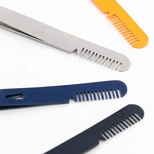 Pinzas de depilar profesionales hechas a mano, duraderas, de lujo, modernas, de acero inoxidable, con punta inclinada y doble extremo, para recortar el vello. - Product Image 4