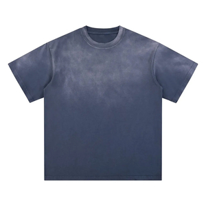 Camiseta de Manga Corta para Hombre, 100% Algodón, Lavado Ácido, Corte Holgado, 240g, Transpirable, Ecológica, Degradado Blanco y Gris - Product Image 3