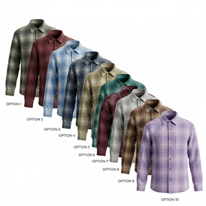 Chemise de travail personnalisée à carreaux, boutonnée, avec deux poches, design élégant et décontracté en flanelle, vente en gros - Product Image 1