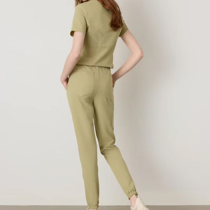 Conjunto de Uniforme Médico para Mujer, Manga Corta, Cuello en V, Pantalones Elásticos, Transpirables, Ligeros, para Enfermeras, Trabajo Hospitalario - Product Image 3