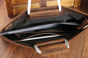 Sacoche pour ordinateur portable en cuir véritable et PU écologique, style vintage, sac messager professionnel, bandoulière réglable, pour le bureau et les voyages - Product Image 3