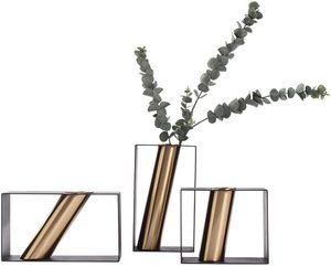Jarrón de mesa de malla de alambre de bronce hecho a mano, diseño industrial, soporte decorativo de metal para flores - Product Image 2