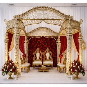 Decoración de Lujo para Mandap de Boda Jain, Tema Majestuoso para Boda India, Mandap Estilo Bollywood, Mandap Maharaja, Mandap con Diseño de Bigote, EE. UU. - Product Image 1