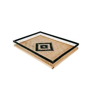 Rustic Slatted Bamboo <b>Tray</b> Round Serving <b>Tray</b> Set Decorative Food <b>Tray</b> With Cutout Handles For Table Home <b>Storage</b> Decor - Product Image 3