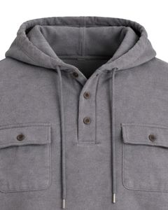 Sweat à capuche gris pour homme avec patte de boutonnage, double poche poitrine, style streetwear décontracté, fabricant OEM personnalisé - Product Image 4