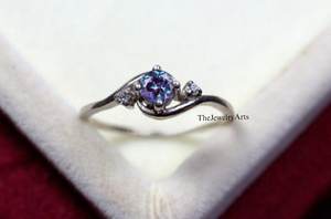Anillo de Alexandrita con Corte Redondo, Anillo de Boda, Anillo de Compromiso, Anillo Solitario, Plata de Ley, Anillo con Piedra Preciosa, Regalo de Aniversario - Product Image 3