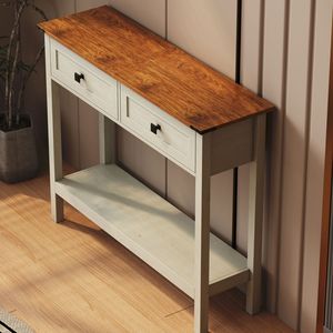 Farmhouse Style <b>Console</b> <b>Table</b> with 2 Drawers for Entryway Rustic Side <b>Table</b> with Bottom <b>Storage</b> Shelf <b>Console</b> <b>Tables</b> Product - Product Image 6
