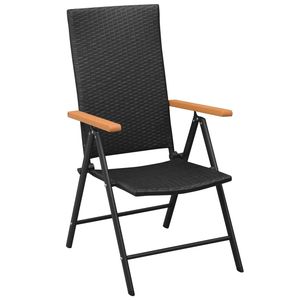 Set di 2 Sedie da Giardino in Rattan PE Nero, Design Pieghevole Standard - Product Image 2