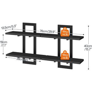 Set di Mensole Galleggianti a 2 Livelli da 15 Pollici per Bagno e Soggiorno, Montaggio a Parete - Product Image 2