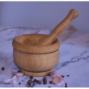 Mortier et pilon en bois naturel écologique, outil de cuisine manuel - Product Image 2