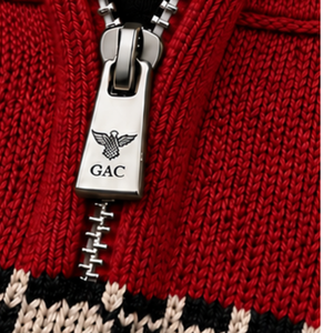 Pull pour homme rouge style Fair Isle nordique, col zippé, jacquard flocon de neige, col montant, poignets et ourlet côtelés, décontracté automne, vente en gros - Product Image 4