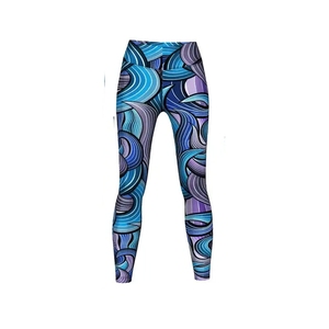 INDEX SPORTS WEAR Leggings de yoga taille haute pleine longueur avec motif imprimé abstrait, pantalon en polyester et élasthanne extensible dans quatre directions - Product Image 2