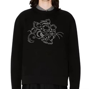 Sweat-shirt en coton 100% de haute qualité, avec logo en strass, délavé à l'acide, effet soleil, rivets, personnalisable, écologique, automne - Product Image 1