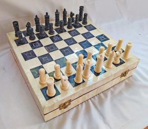Modern Luxury Square Animal-<b>Themed</b> Handmade Carved Bone Inlay <b>Chess</b> <b>Set</b> Portable Home & Wedding Decor Gift - Product Image 2