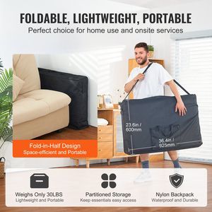 Table de massage portable 24 pouces, pliable en 2, légère, réglable en hauteur sur 8 niveaux, pour salon, spa, tatouage, usage domestique ou professionnel - Product Image 6