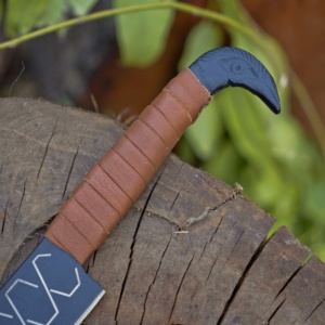 Handmade Viking Hunting Knife <b>Set</b> Carbon Steel Industrial Grade High Quality Leather Wrap Handle Sheath Outdoor Camping OEM - Product Image 3